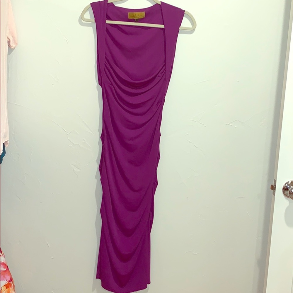 Nicole Miller purple midi dress size small